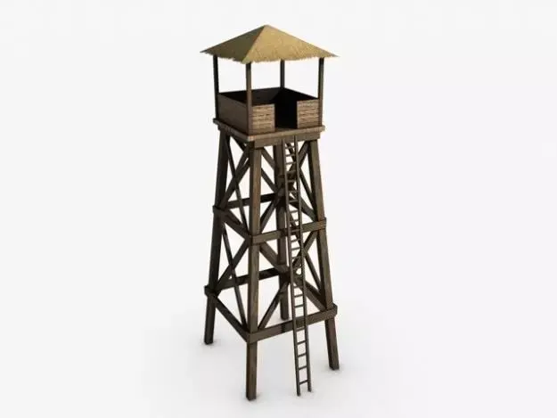 Watchtower wooden watch tower 3D model