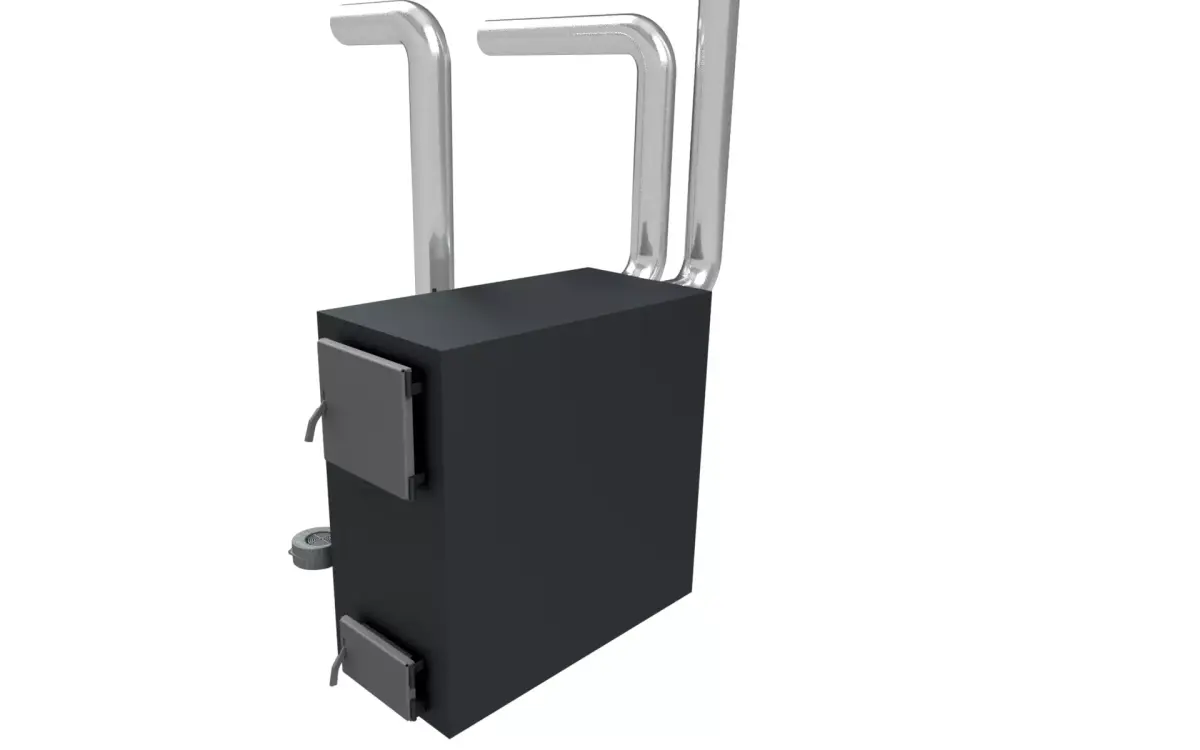 Solid fuel pyrolysis convection boiler 3D model