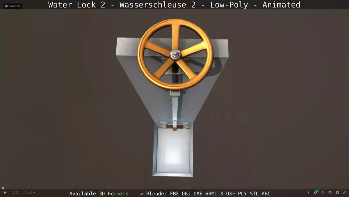 Water Lock 2 - Low-Poly - Animated Low-poly 3D model