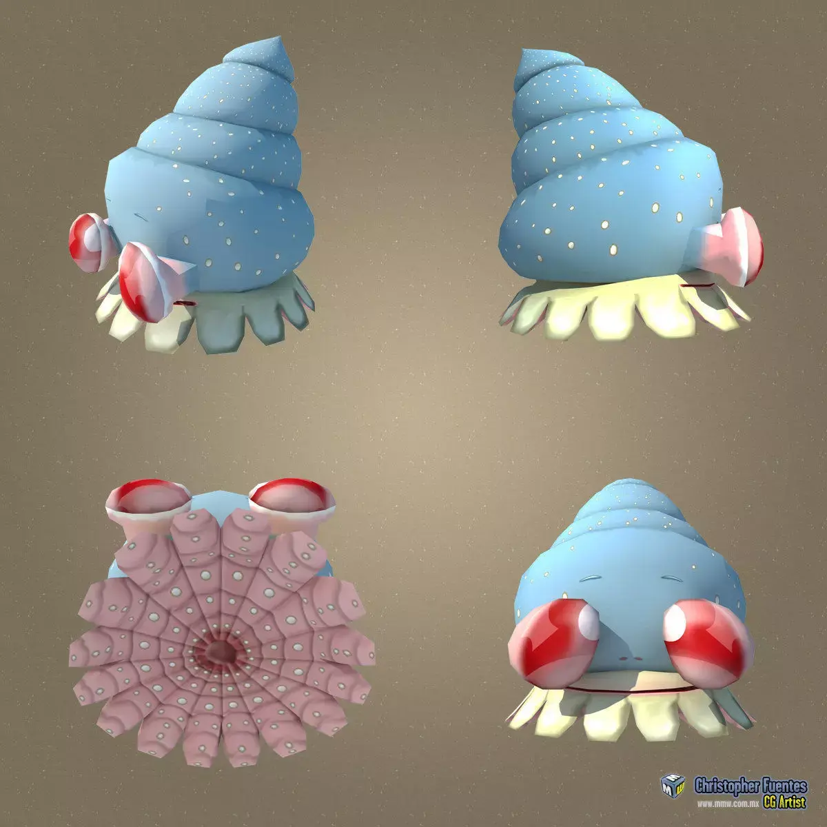 Mollusk Low Poly Character MAX 2011 Low-poly 3D model