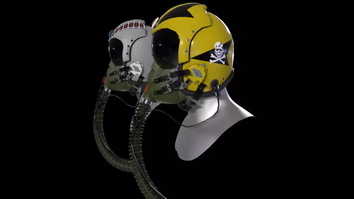 Fighter pilot helmet HGU-33 with MBU-12 oxygen mask Low-poly 3D model