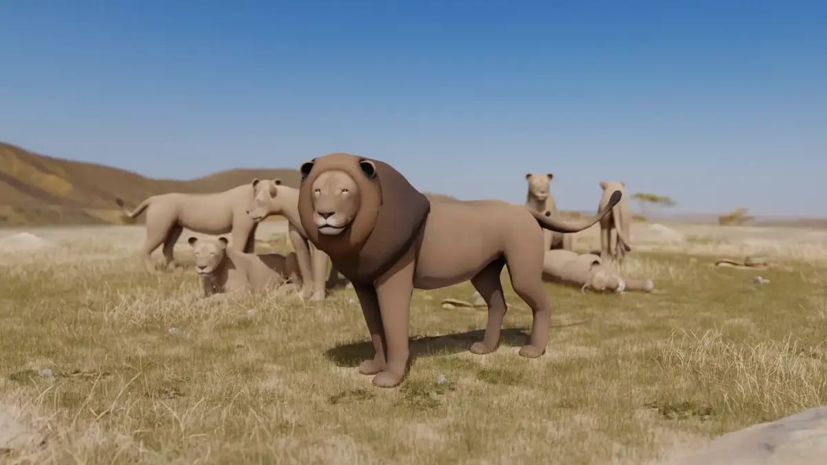 Lion Lioness Low-poly 3D model