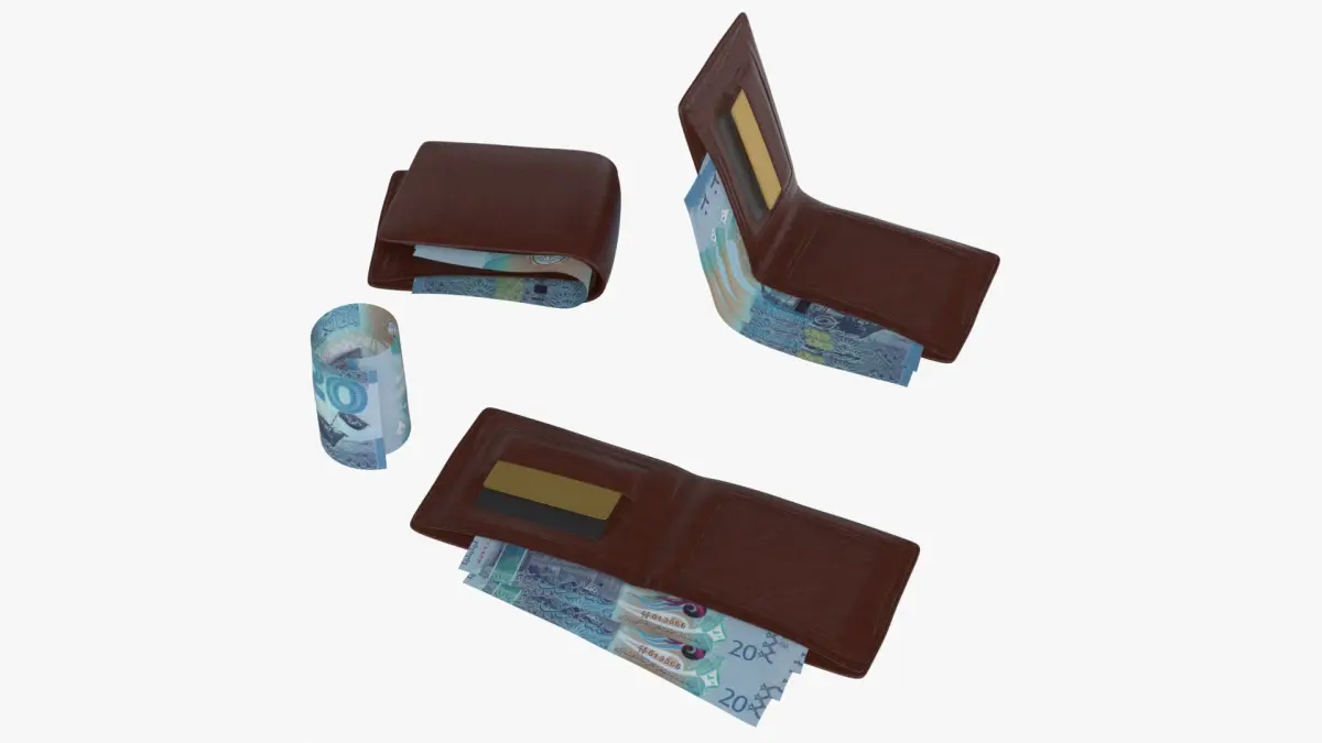 Kuwait 10 Dinars Wallet Money Purse 3D model