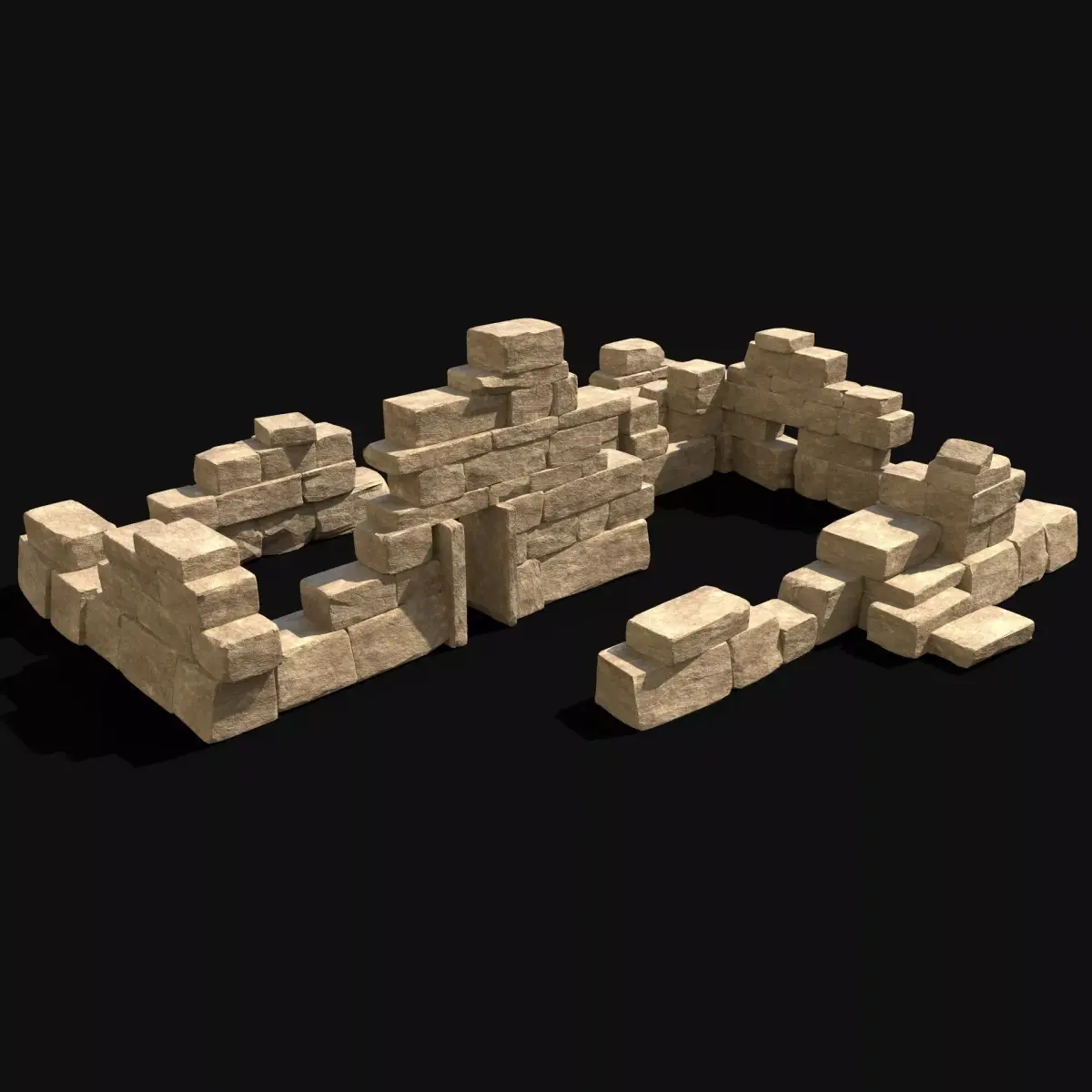  ARABIC DESERT RUINS ORIENTAL EGYPTIAN SAND STONE BIBLICAL Low-poly 3D model
