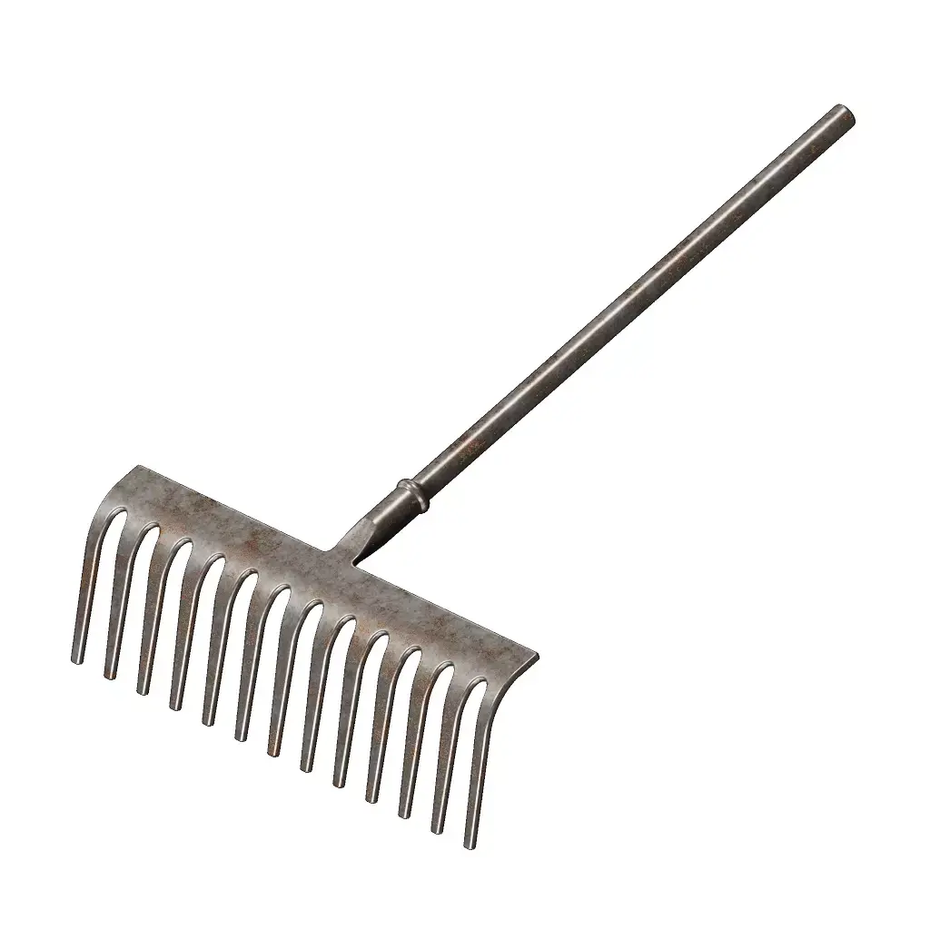 Rusty Gardening Rake Tool 3D model