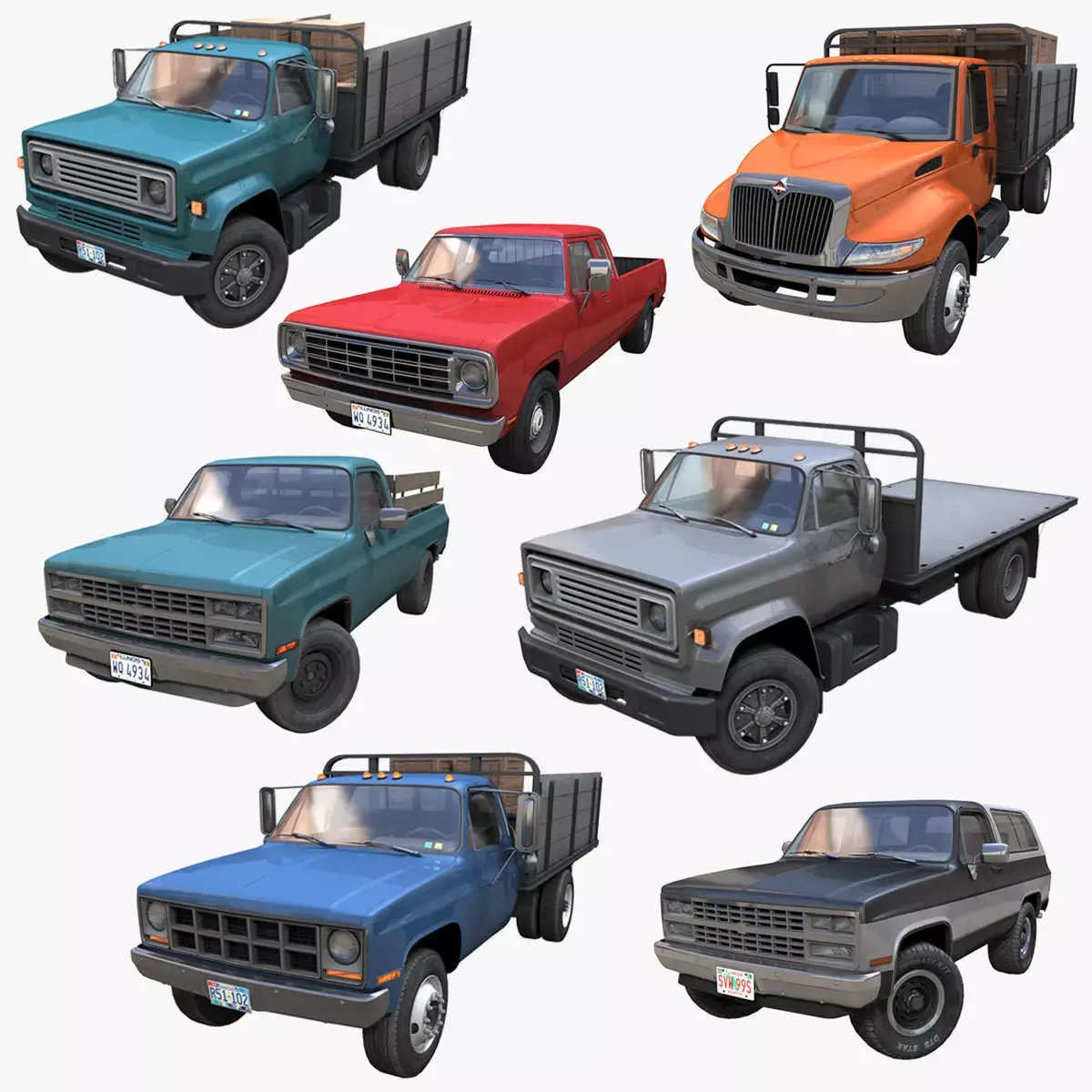 Farmers trucks 3D Model Pack