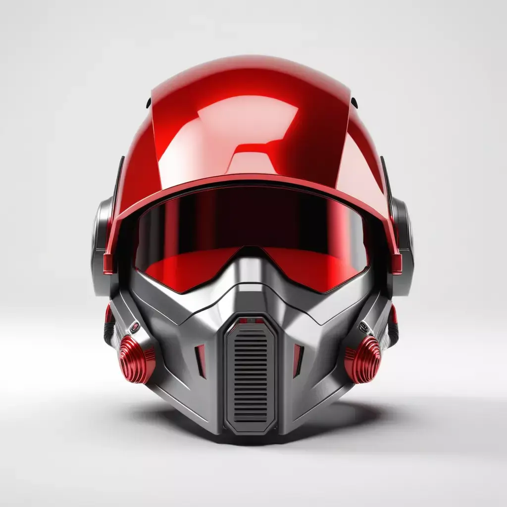 Metallic SciFi Helmet with Red Visor 3D model