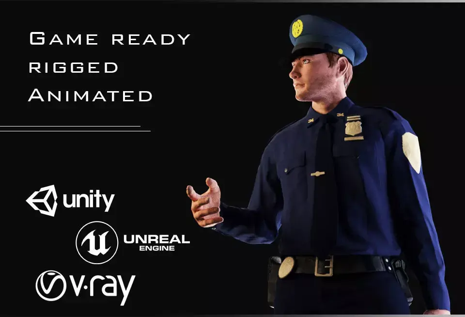 Policeman Character 02 Low-poly 3D model