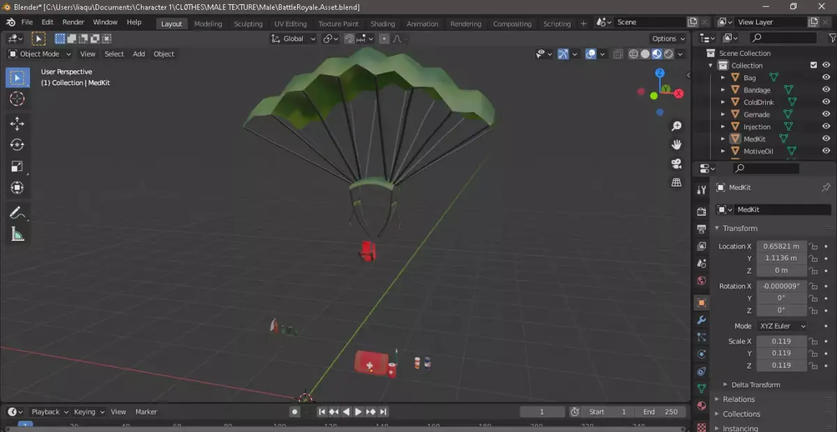 BattleRoyaleAsset parachute Free low-poly 3D model