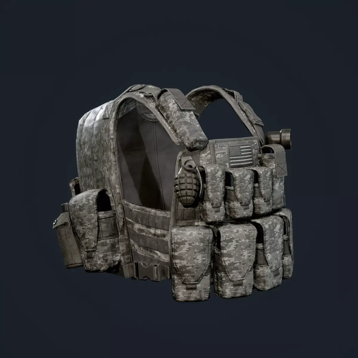 Military Gear Equipment Vest Game Ready Low-poly 3D model