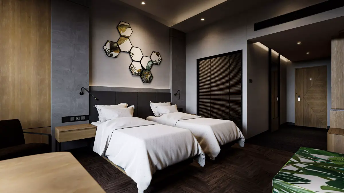 Hotel Bedroom Industrial  Low-poly 3D model
