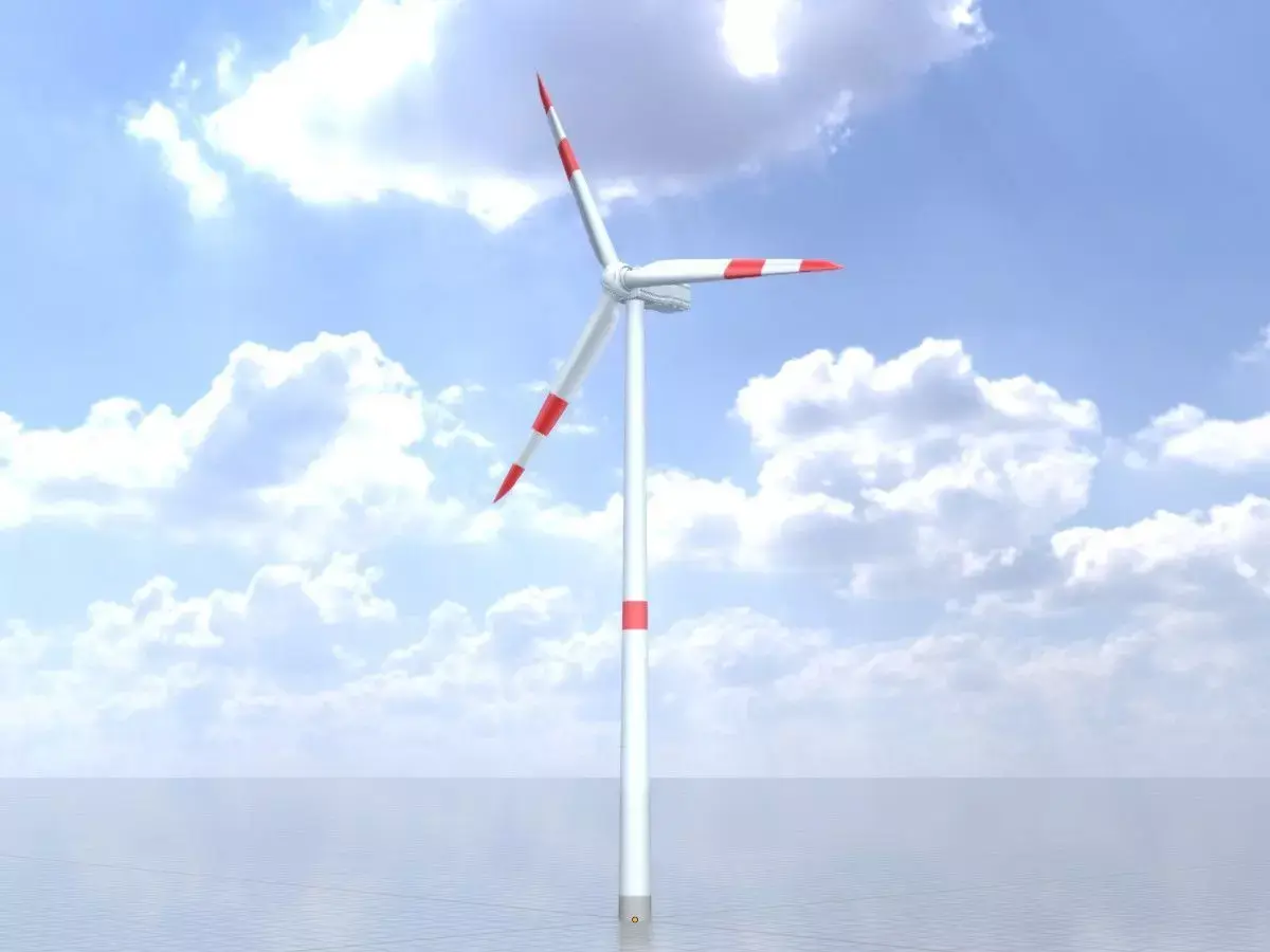 Wind turbine N1 H-150 RD 148 m Low-poly 3D model