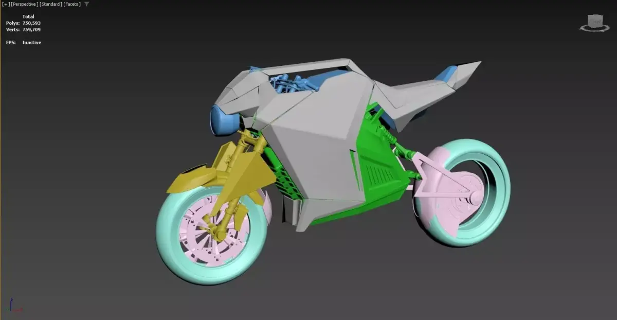 3D model of a futuristic motorcycle 3D model