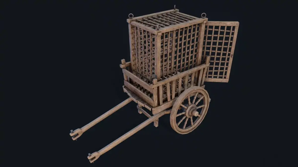 Medieval Prisoner Cart  2 Low-poly 3D model