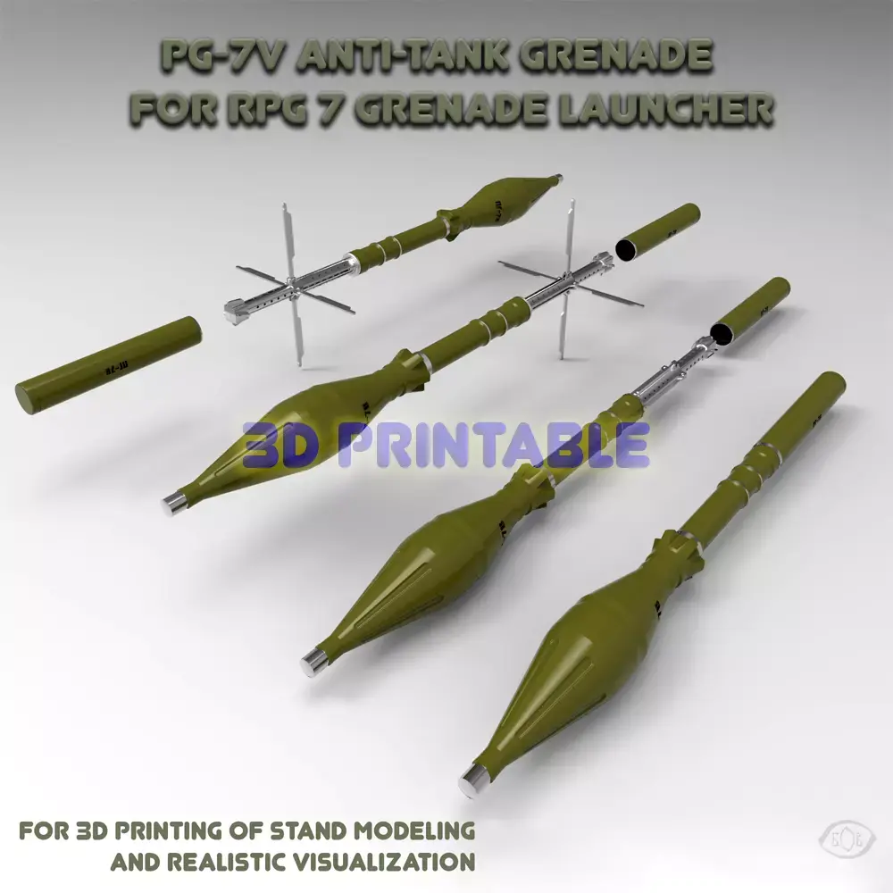Grenade PG-7V for grenade launcher RPG 7 3D Printable Moulage  3D model
