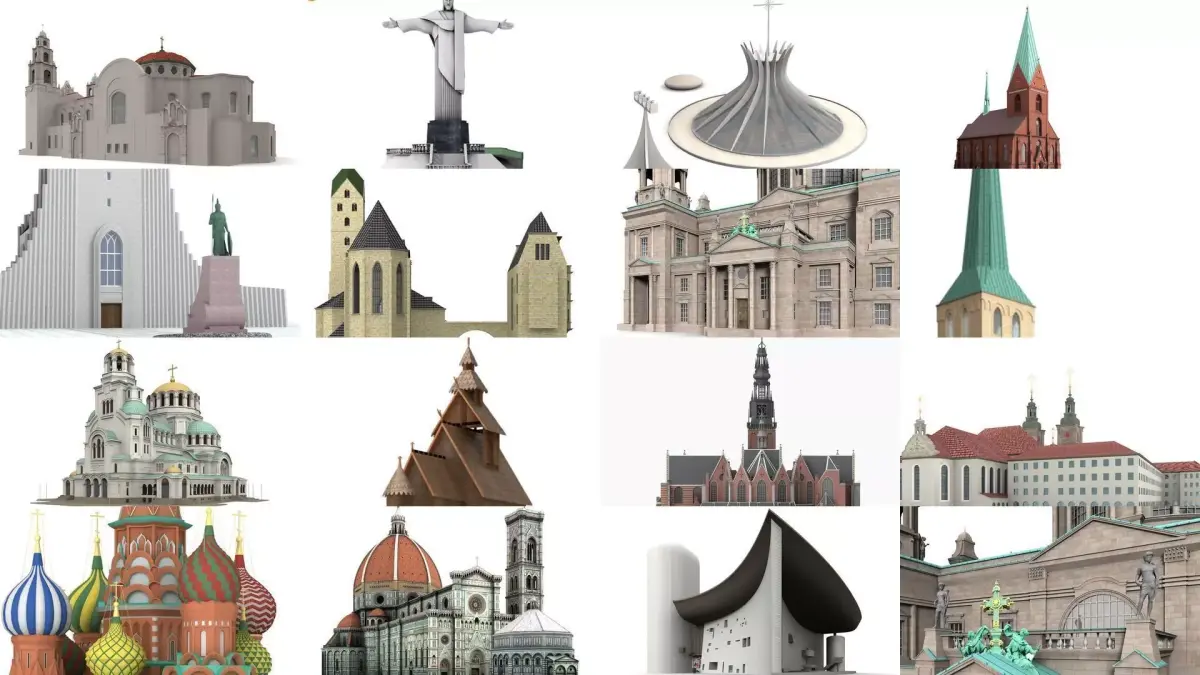 15x Churches and cathedrals worldwide 3D Model Collection 3D Model Pack