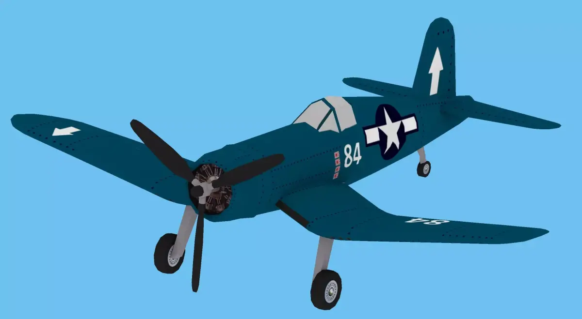 F4U CORSAIR Low Poly Low-poly 3D model