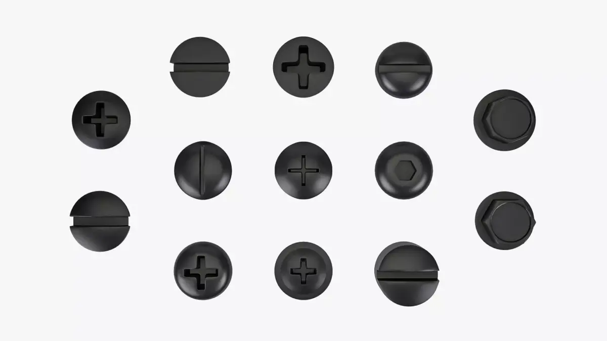 Screw Heads Collection 1 Low-poly 3D model