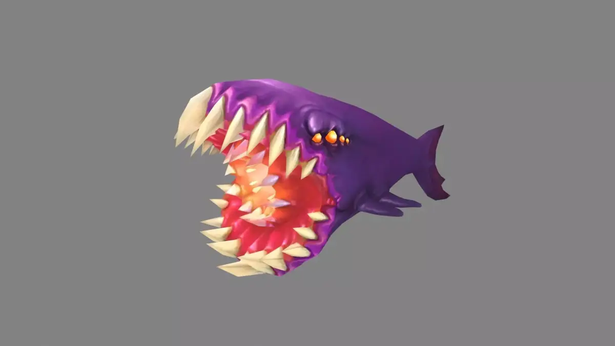 Cartoon Purple Fish Demon - Whale Monster Low-poly 3D model