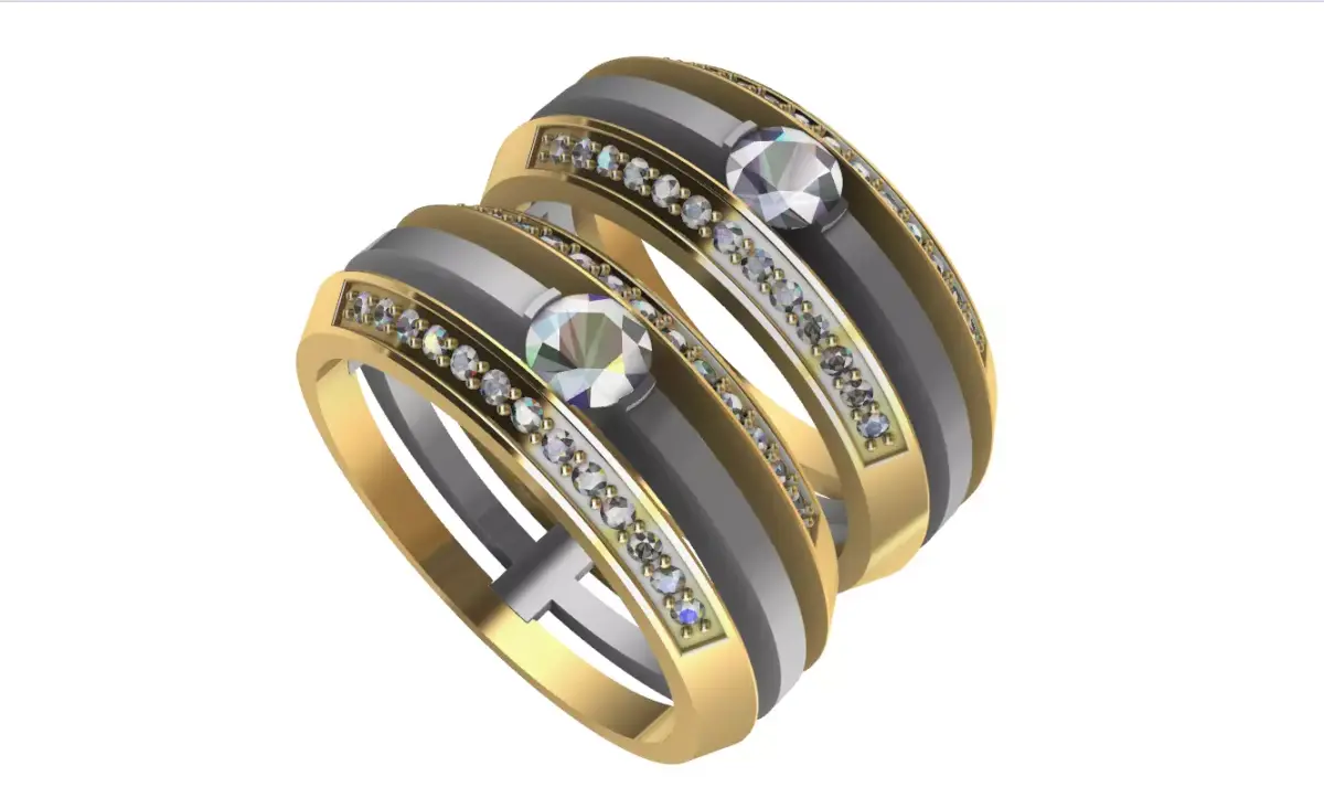 wedding rings 3D print model 3
