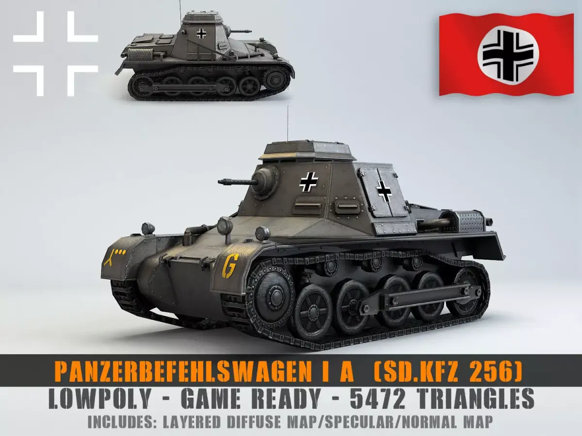 Low Poly  SdKfz 265 Panzerbefehlswagen I A Late Low-poly 3D model