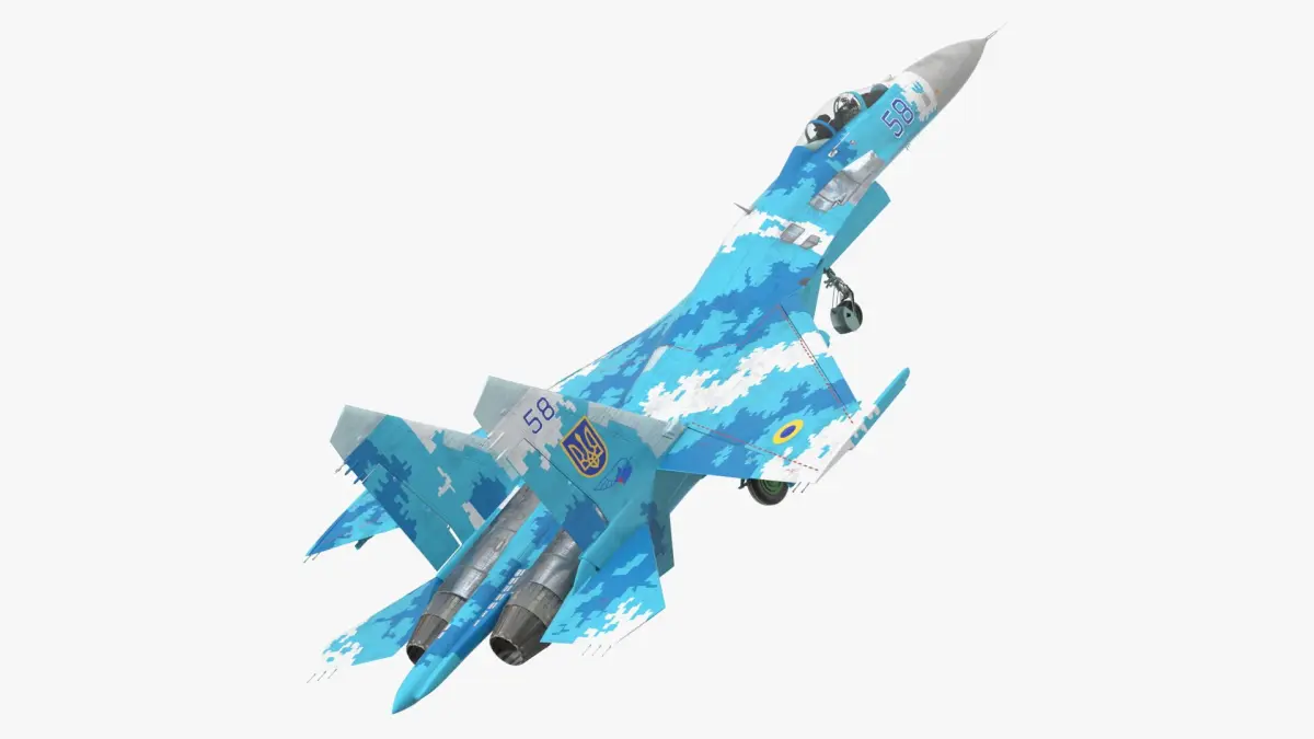 Ukrainian Sukhoi Su-27 Flanker Fighter Aircraft 3D model purchase