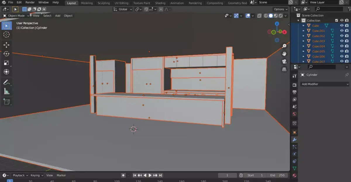 Blender 3d Kitchen Modeling Part 1 Free 3D model