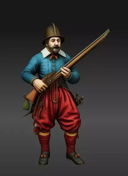 Medieval rifleman European Soldier 3D model