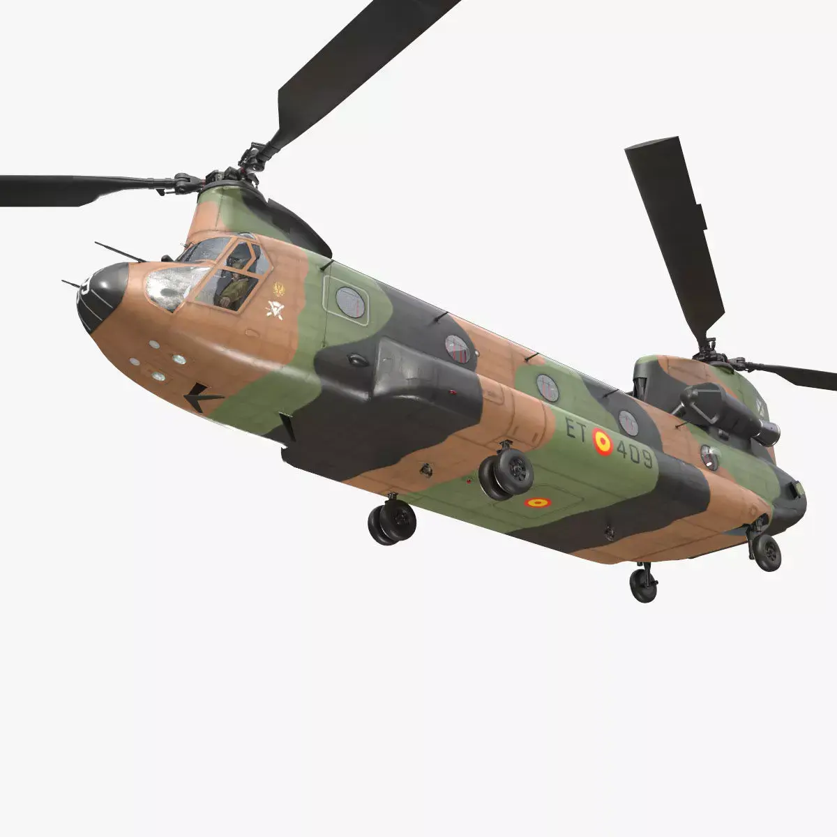 CH-47D Chinook Spanish Army Basic Animation Low-poly 3D model