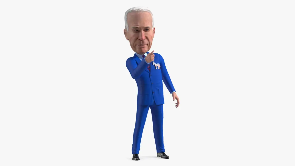 Cartoon Joe Biden with Democratic Icon 3D model