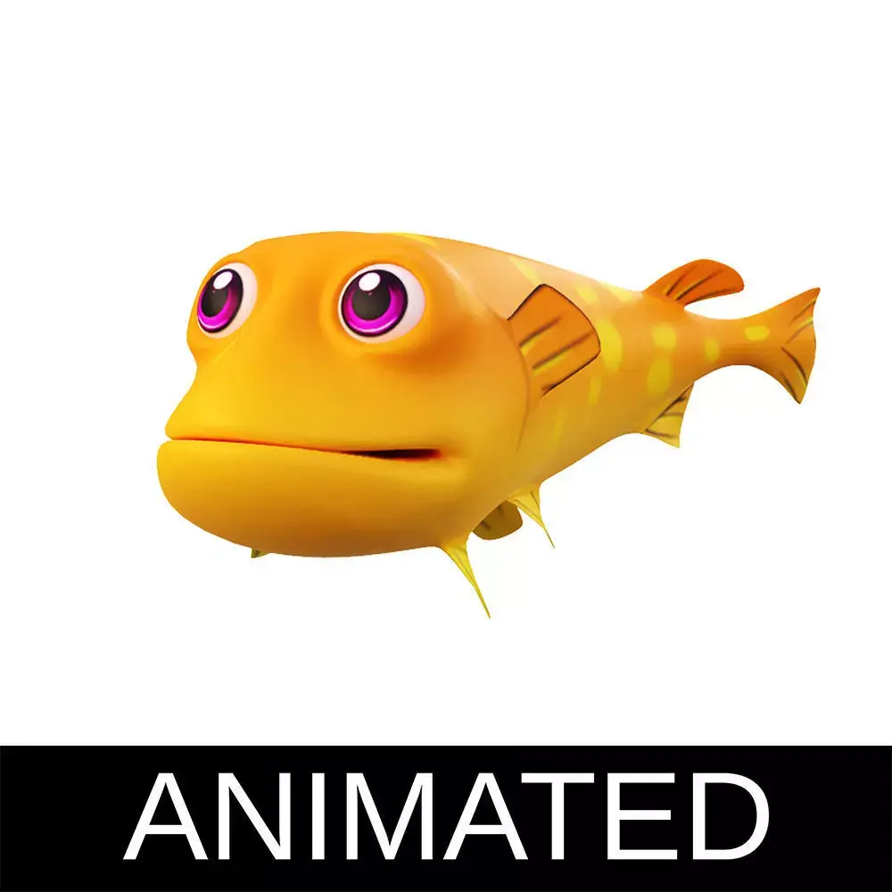 Northern Pike Fish Cartoon Animated Low-poly 3D model