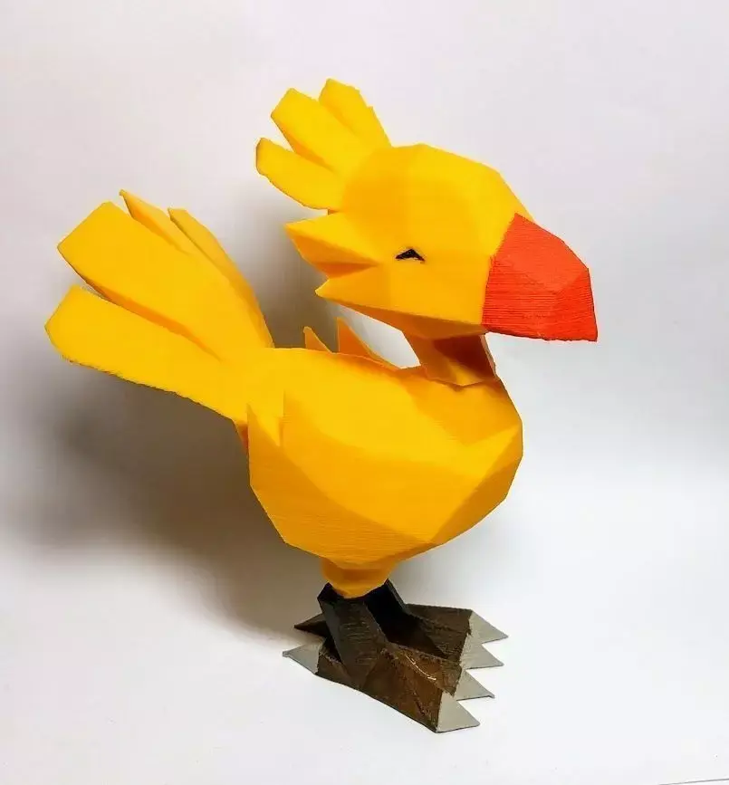 Low poly Chocobo pokemon bird papercraft Free 3D print model