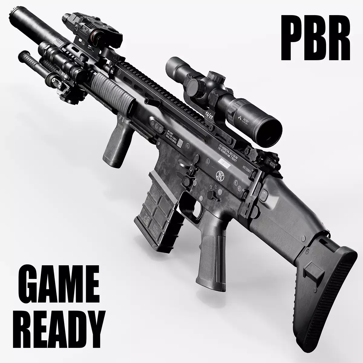 FN SCAR-H Body Kit Low-poly 3D model