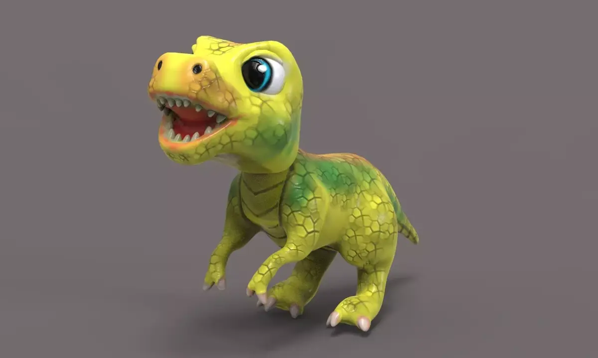Baby Rex Toon Low-poly 3D model