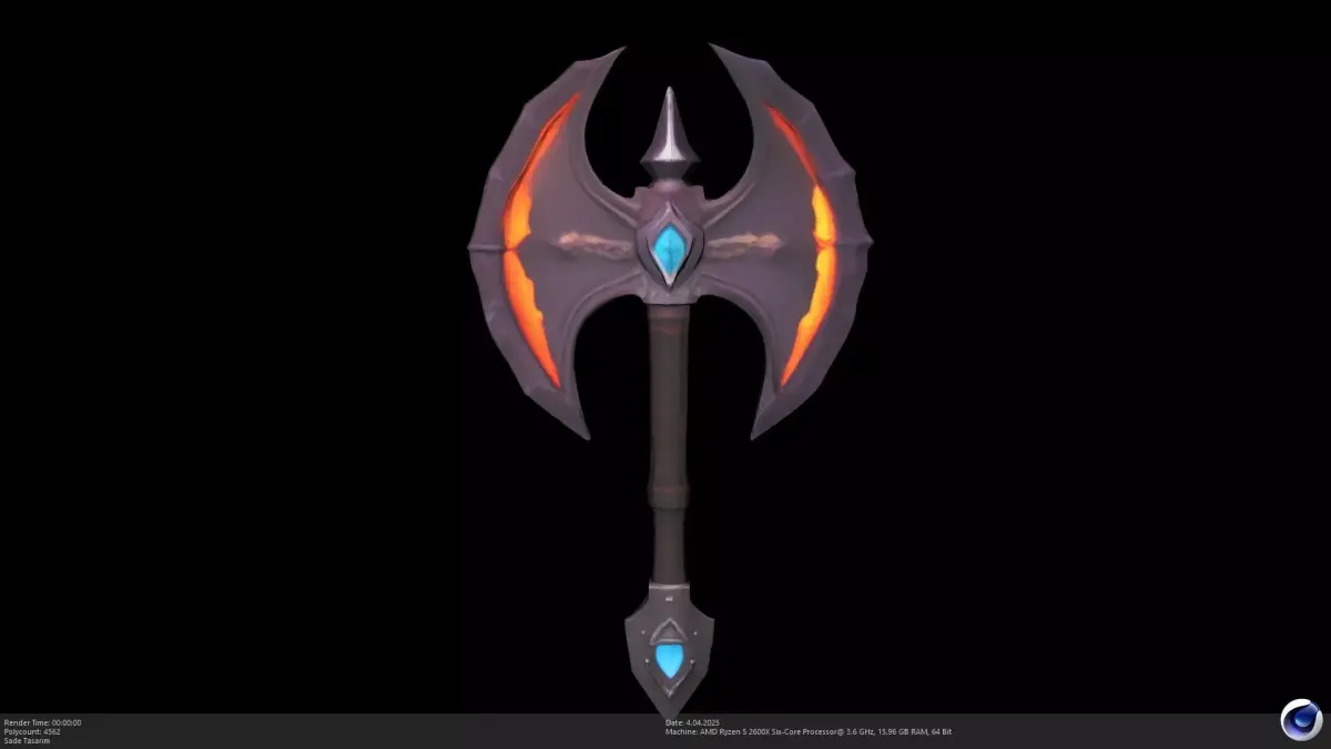 Stylized Infernal Battle Axe - AI Low-poly 3D model