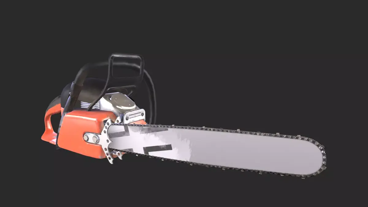 Chainsaw Low-poly 3D model 6