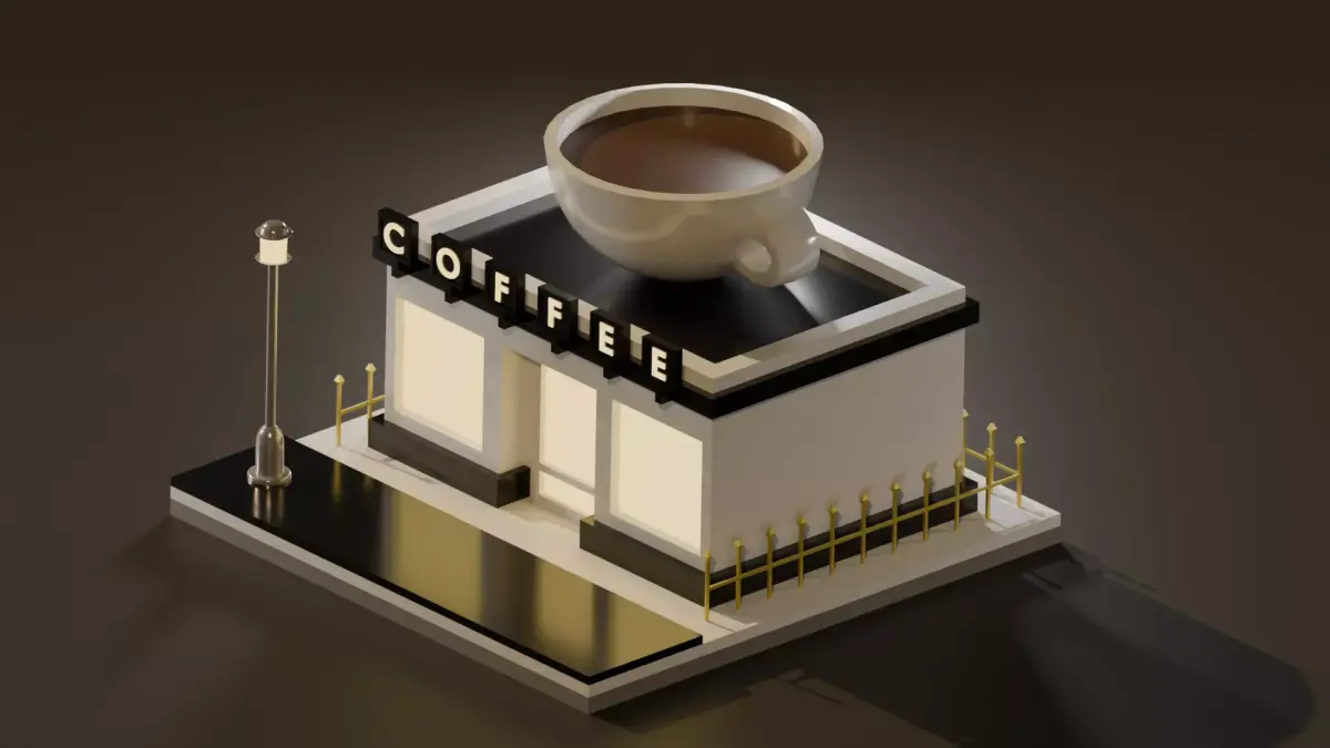 Coffe Shop Low-poly 3D model