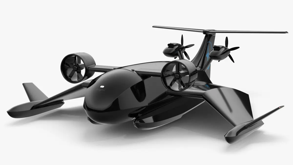 Flying Ship Concept Black Color 3D model
