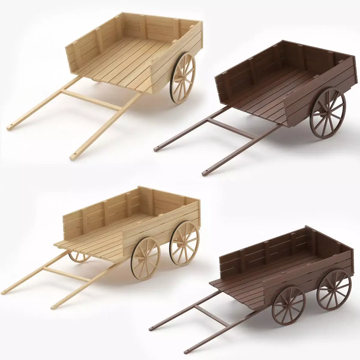 Old Wooden Carts Collection 3D model