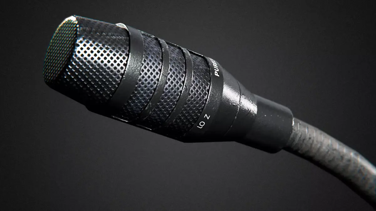 Classic Desktop gooseneck Microphone Low-poly 3D model