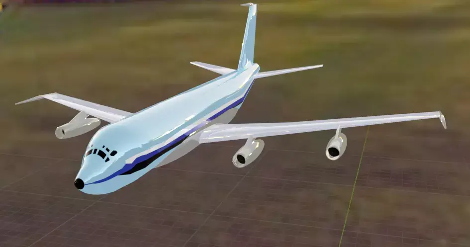 Fictional Quad Engine 1950s Jetliner 707-020 Inspired Low-poly 3D model