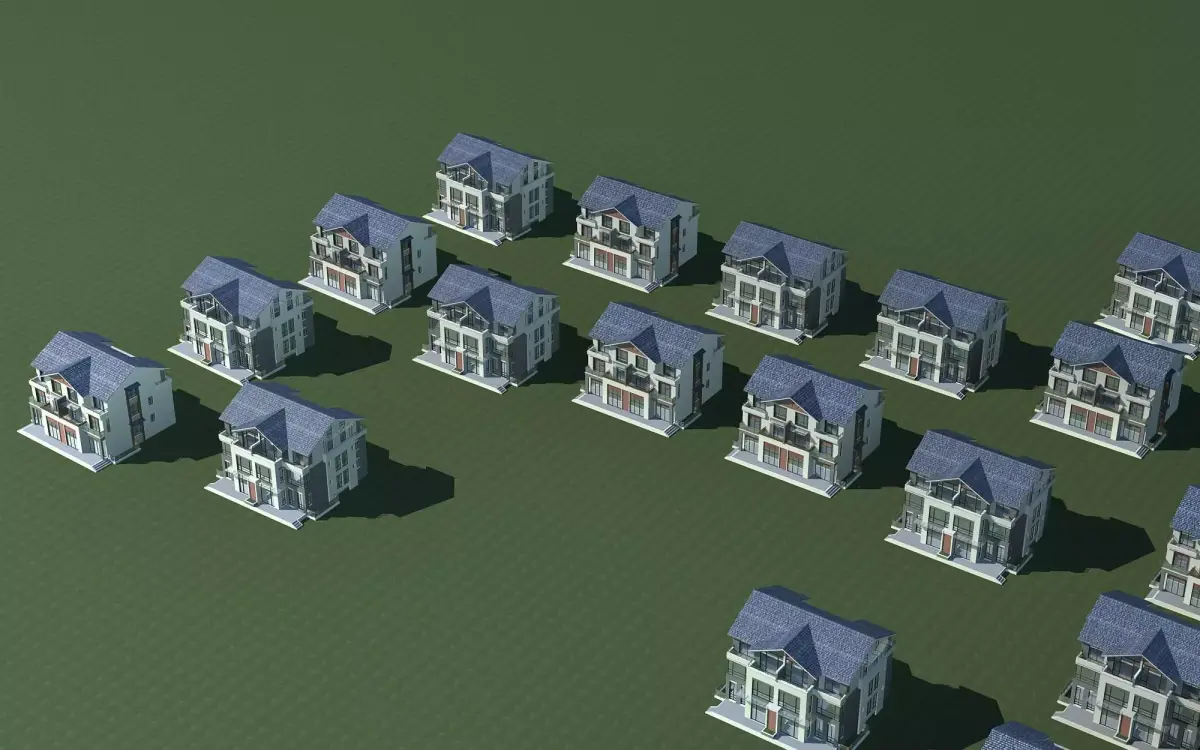 Architecture group of houses 3D model