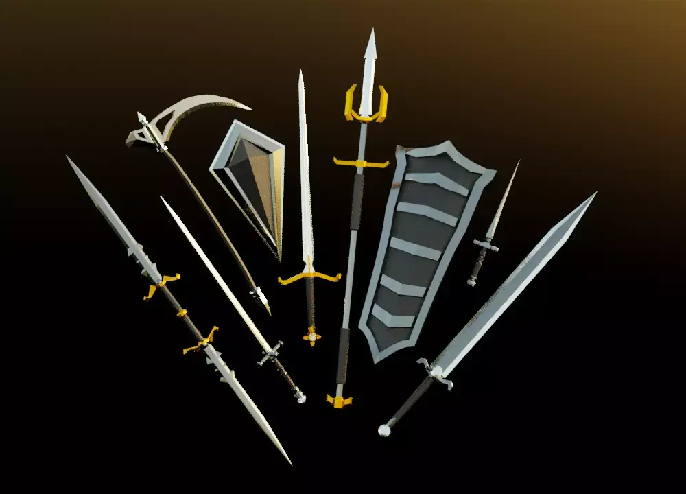 20 Low-poly Dark Medieval Fantasy Weapons For Games Low-poly 3D model
