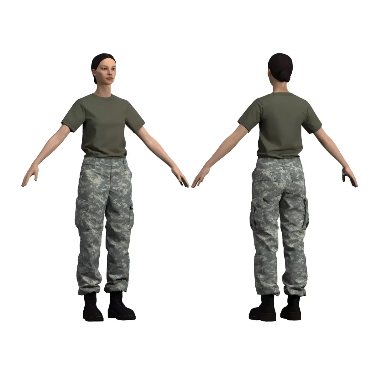 Womens ACU Army Combat Uniform Pants - Marvelous Designer 3D model