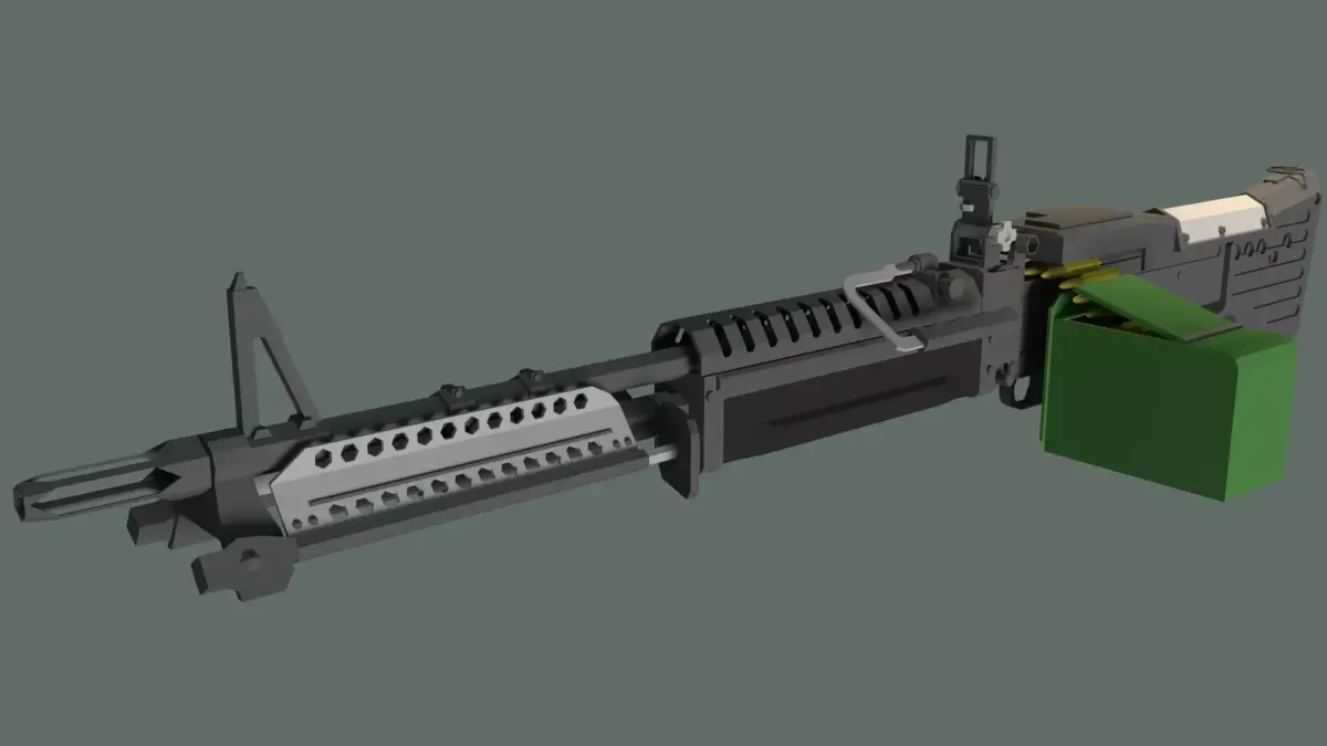 3D FREE Low Poly Stylized M60 Machine Gun Free low-poly 3D model