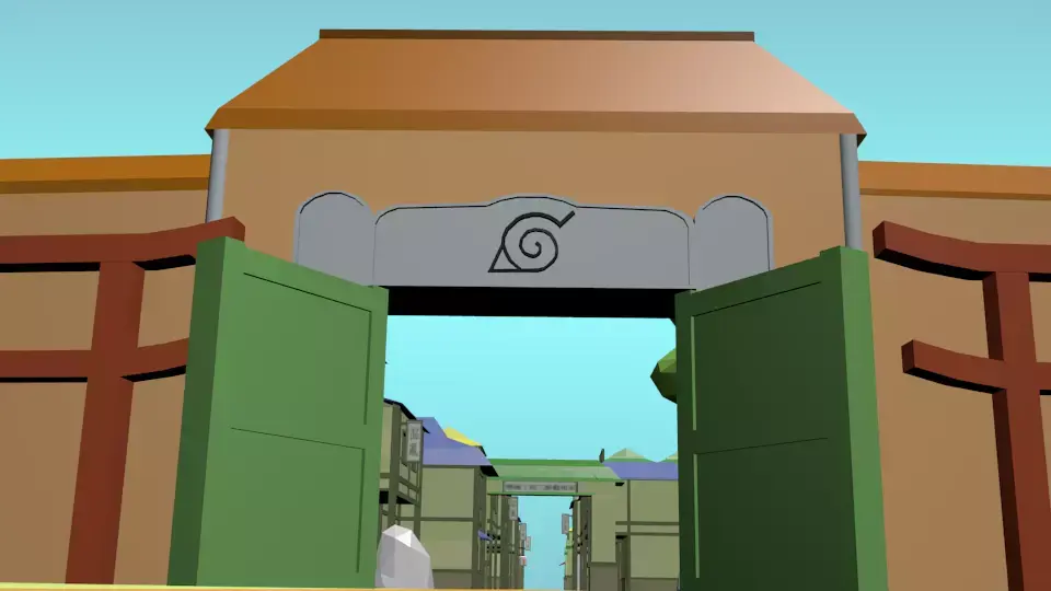 Konoha Naruto in Loupolli style Free low-poly 3D model