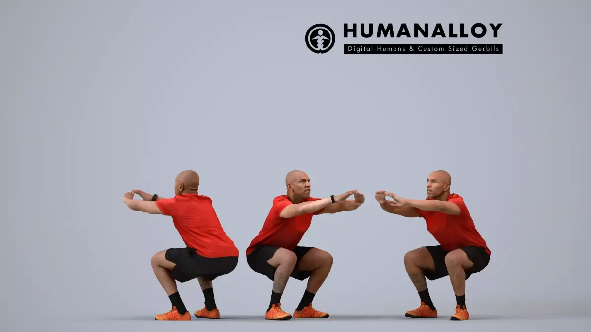 00373Carl007 - Adult Black male crouching during exercise in 3D model