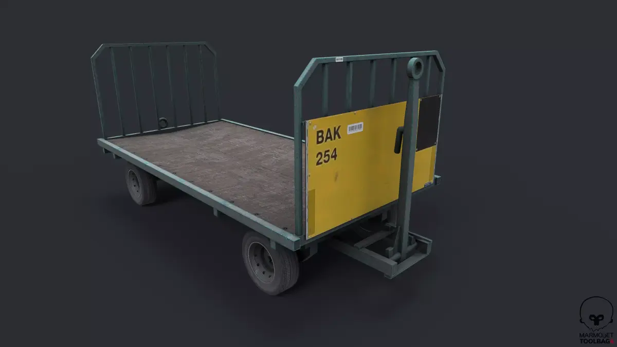 Airport Luggage cart Low poly model Low-poly 3D model