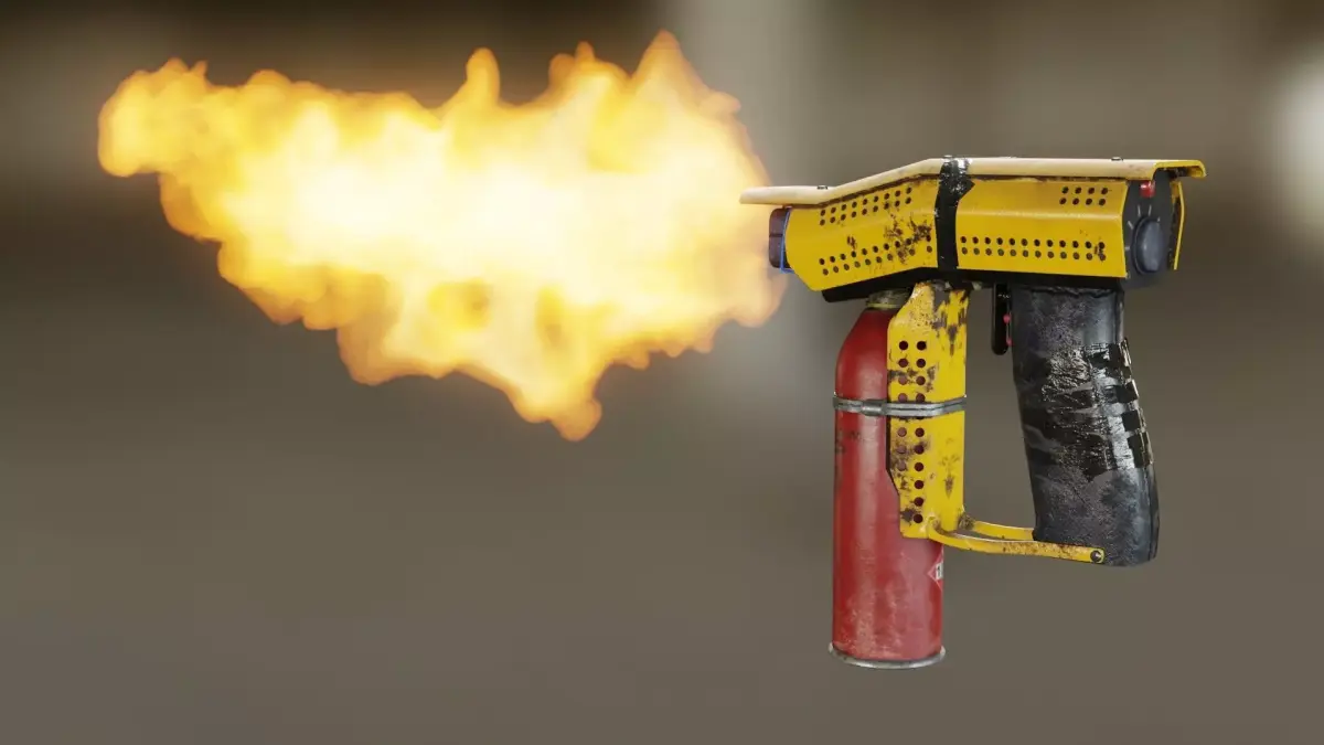 DIY Small Flamethrower  Low-poly 3D model