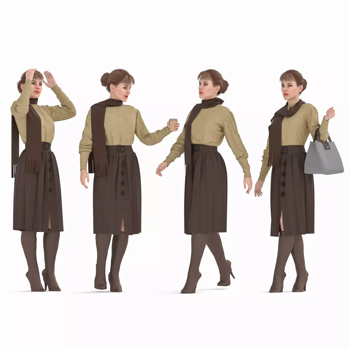 Authentic 3D Old School Teacher Outfit - Vintage Attire  Low-poly 3D model